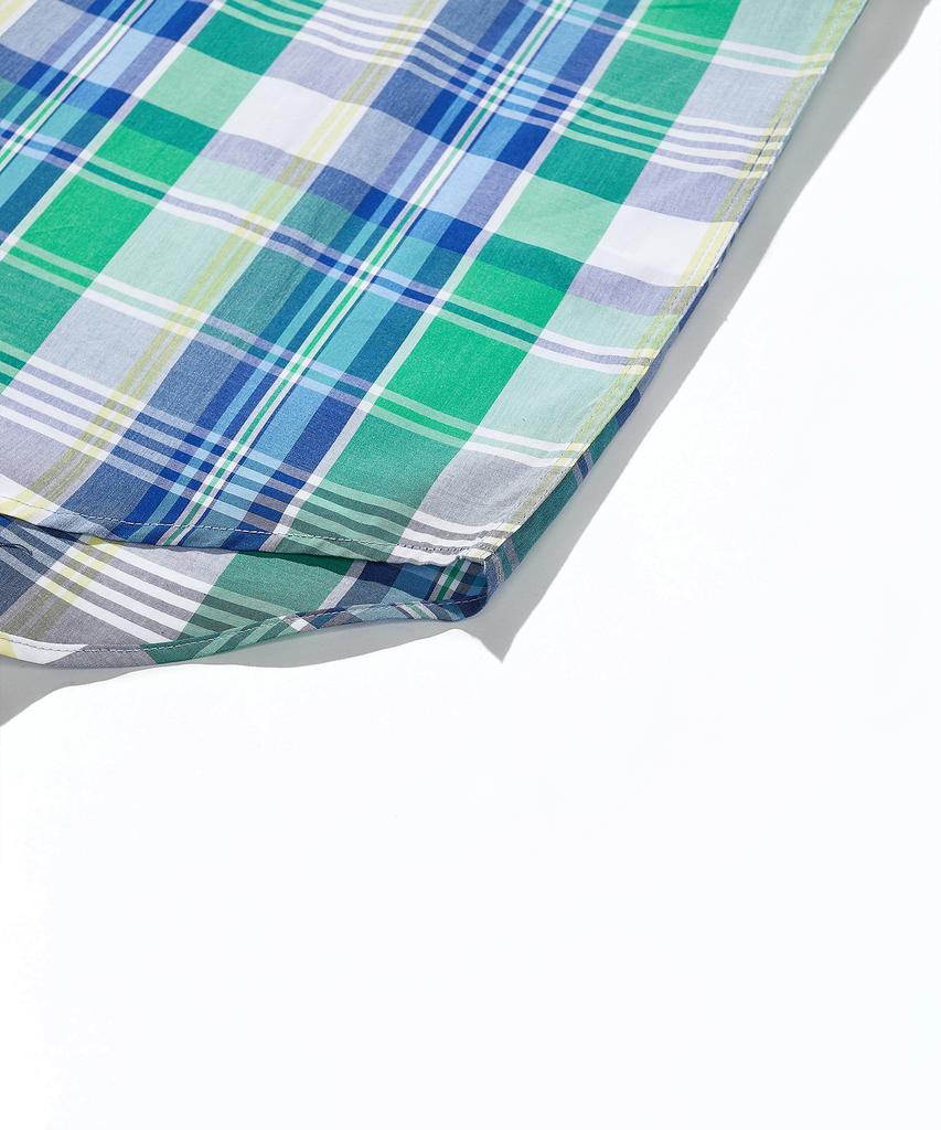 SOUNDSLIFE [Japan Fabric] Back Loop Short Sleeve Check Shirt Blue