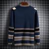 Knit Sweater Male Coat Cardigan Men's Clothing Jacket Striped V Neck Blue Large Big Size Warm Casual Winter Coat