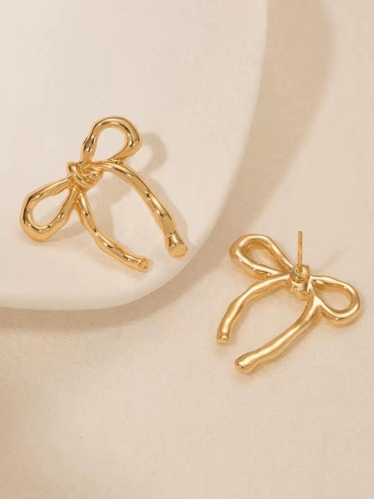 1 Pair Elegant Twisted Bow Knot Stud Earrings, Simple & Fashionable Everyday Accessory