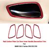 4Pcs Red Carbon Fiber Door Bowl Handle Decoration Stickers Trim Car Styling For BMW Old 3 Series E90 E92 E93 Car