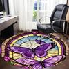1pc Butterfly StainedGlass Office Round Area Rug,  Mat Suitable ForOffice, Under Office Chairs Bedroom Living Room Home Decor, Room Deco