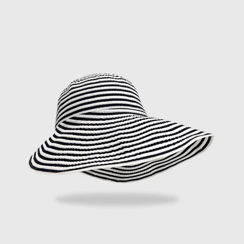 Женская весенне-летняя складная солнцезащитная шляпа в полоску