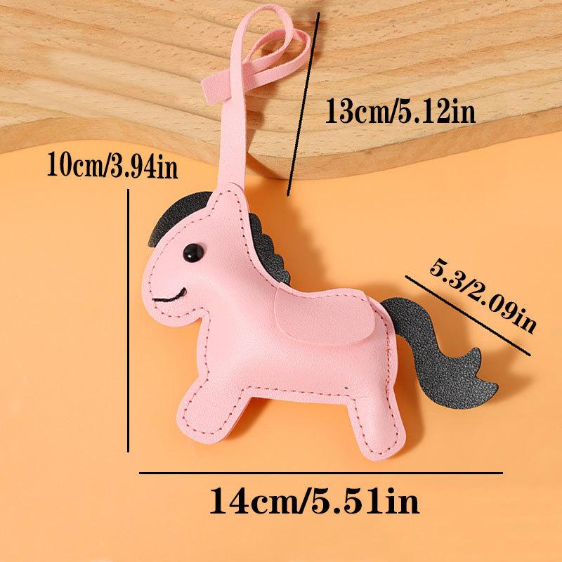 Women'S Bag Pony Keychain Pendant High Quality Pu Leather Horse Ornament Handmade Stitching Charm Fashion Accessories Gift