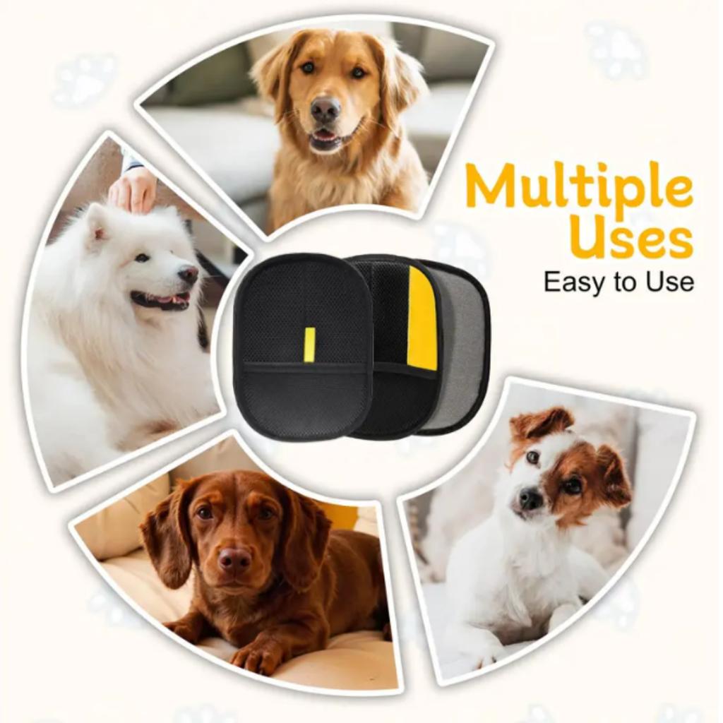 2x Electrostatic Pet Hair Removal Gloves Brush Double-sided Pet Grooming Glove