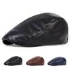 Men PU Leather Forward Hat Fashion Outdoor Windproof Beret Cap Classic Style Taxi Driver Newsboy Hats Flat Top Caps
