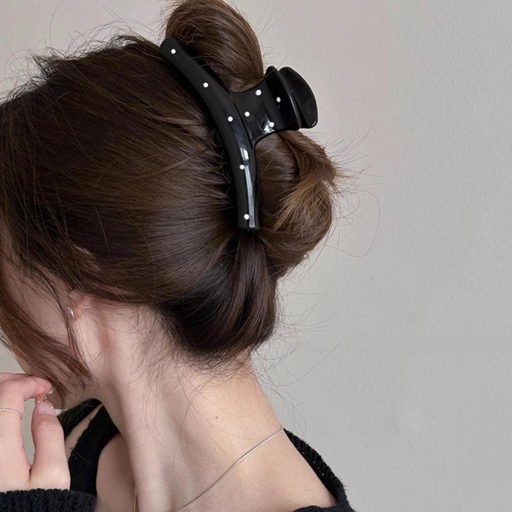 Acrylic Polka Dot Hair Clip Bowknot Big Hair Claw Fashion Bow Hair Claw Female