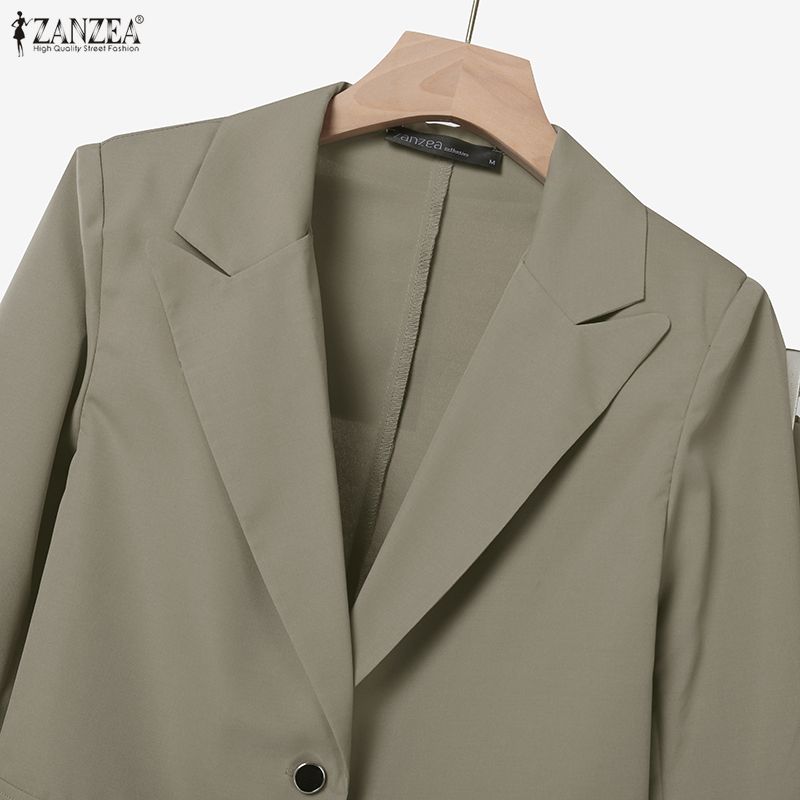 ZANZEA Женские повседневные костюмы из двух предметов: блейзер с длинным рукавом и юбка миди