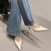 Autumn New Thin Heel Single Shoes Women's Fashion Pointed Head Shallow Mouth Leather Anti-slip Wear-resistant High Heels
