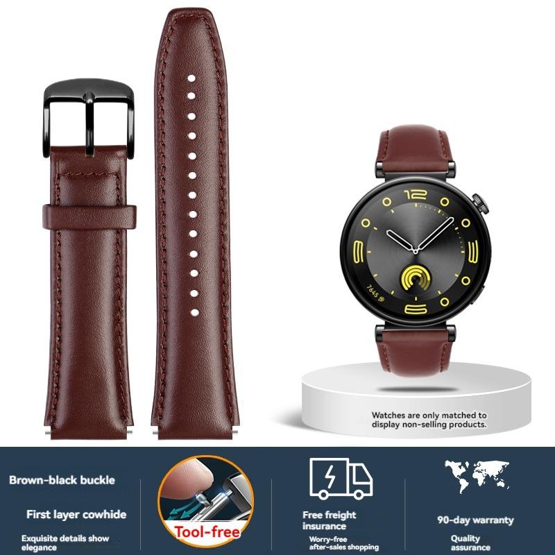 For Huawei Watch GT4 strap Calfskin sports watch New Cowhide fashionable 41mm leather replacement wristband accessories 18mm