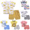 Toddler Child Baby Boys Girls Short Sleeve Cartoon Tops Shirt+Pants Outfits Set