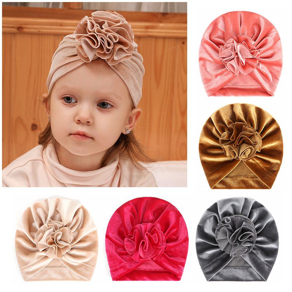 Детские эластичные головные уборы с узлом, детские бархатные тюрбаны, детские повязки на голову, теплая шапочка-бини