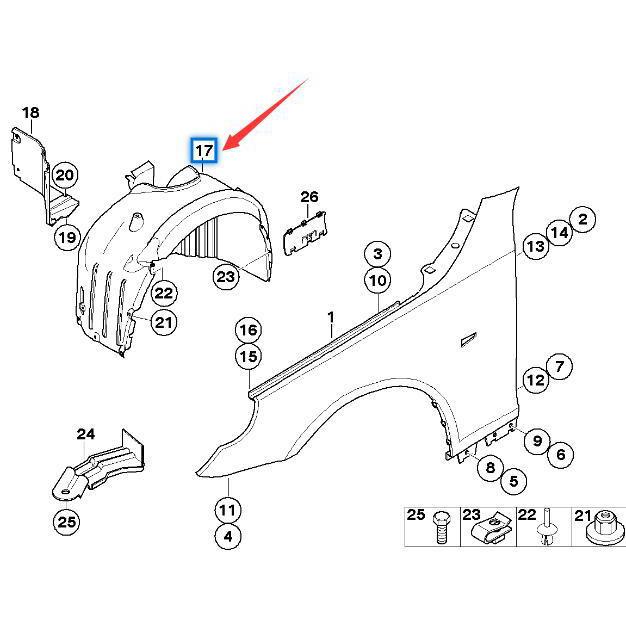 BMW 5 Серии E60/E61 Передний подкрылок 51717033749/51717033750
