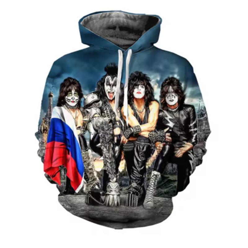 Kiss Rock Band 3D Print Hoodie Men Women Streetwear Hip Hop Hoodies Oversized Pullovers Hooded Sweatshirts Kids Tops Clothing