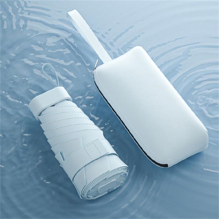 Small Rain and Sun Umbrella Pocket Size Rain Cover with Storage Box Foldable