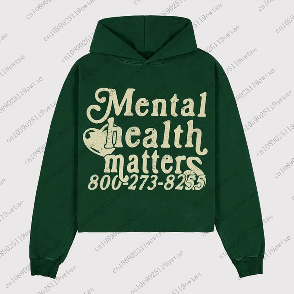 Mental Health Matters Graphic Print Pullover Hoodie Mens Oversized Street Trend Style Hoodie Causal Sweatshirt For Adult&Kid