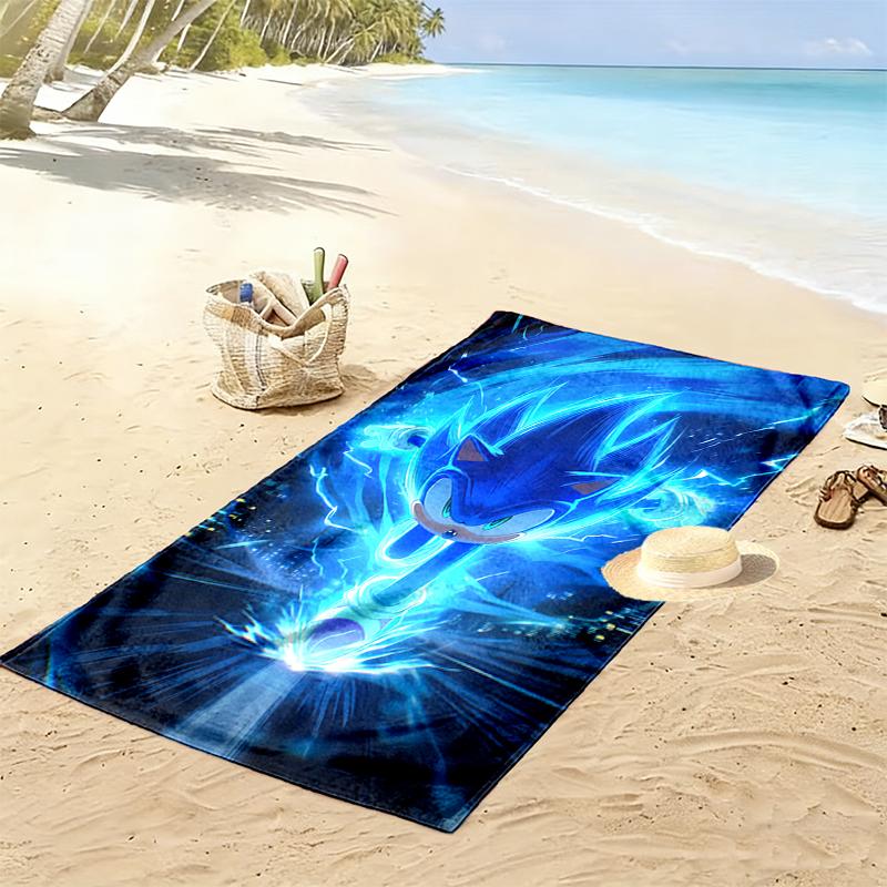 1pc SONIC Beach Towel, A Vibrant Beach Towel Suitable for Outdoor Activities, Camping, Hiking