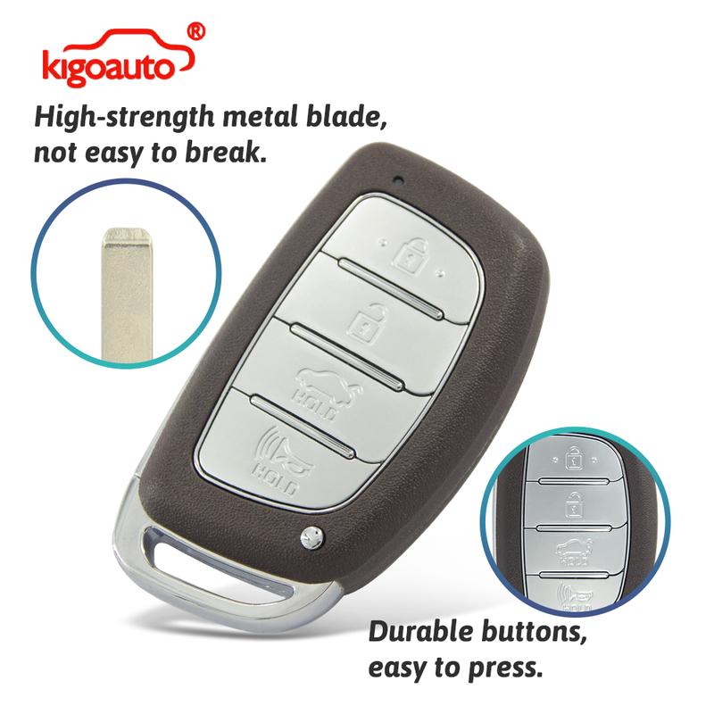 kigoauto Smart key shell case 4 button Trunk for Hyundai Elantra 2016 2017 2018 No battery holder