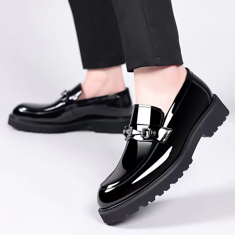 Large Size 47 48 Men's Shoes Spring Loafers Men's Business Casual Leather Shoes One Pedal Lazy Beanie Shoes