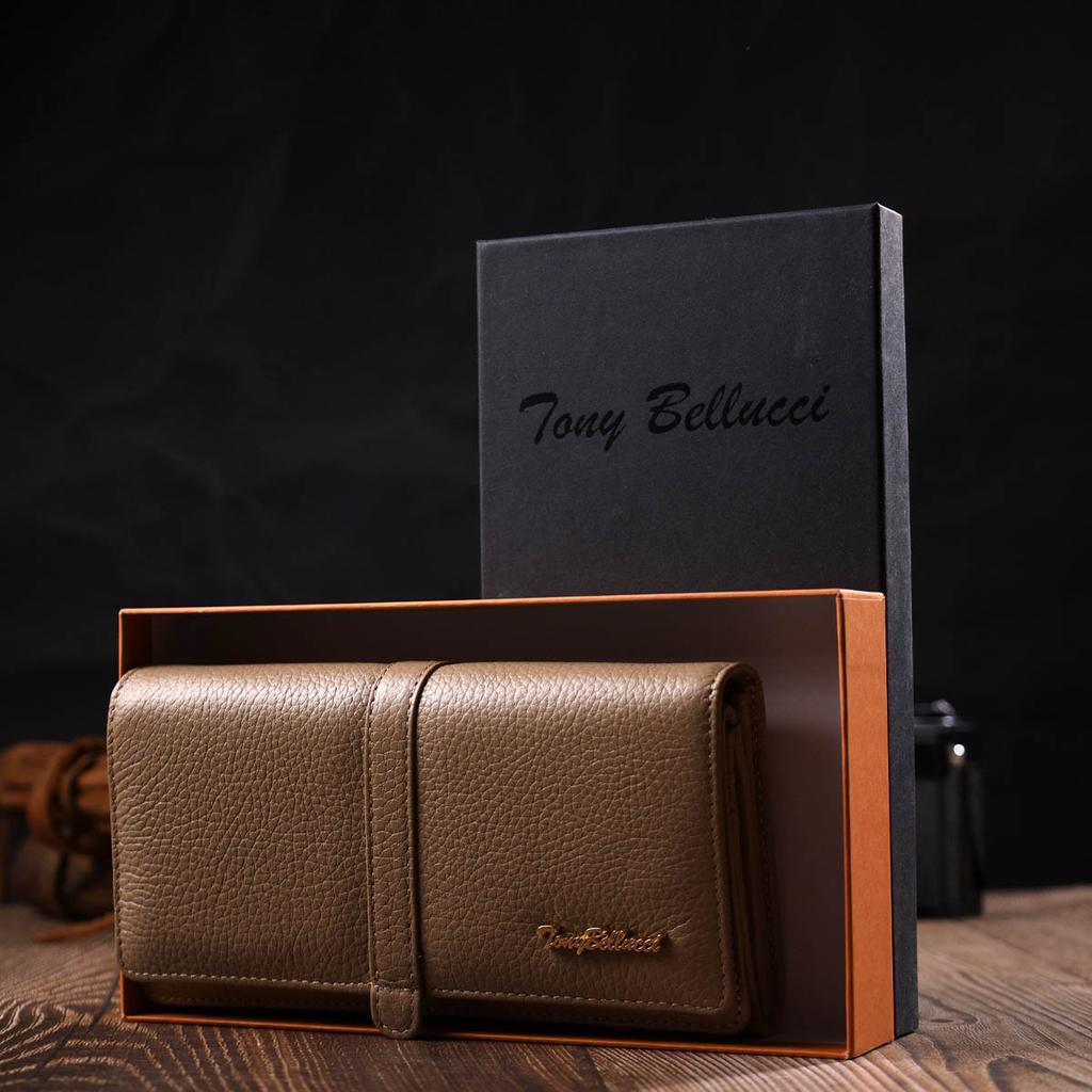 Практичный женский кошелек с большим количеством отделений из натуральной кожи Tony Bellucci Wallet 21959 Бежевый