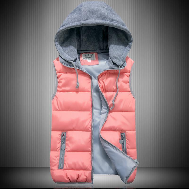 Women Cotton Wool Collar Hooded Down Vest Removable Hat Female Thicken Winter Warm Jacket Outerwear
