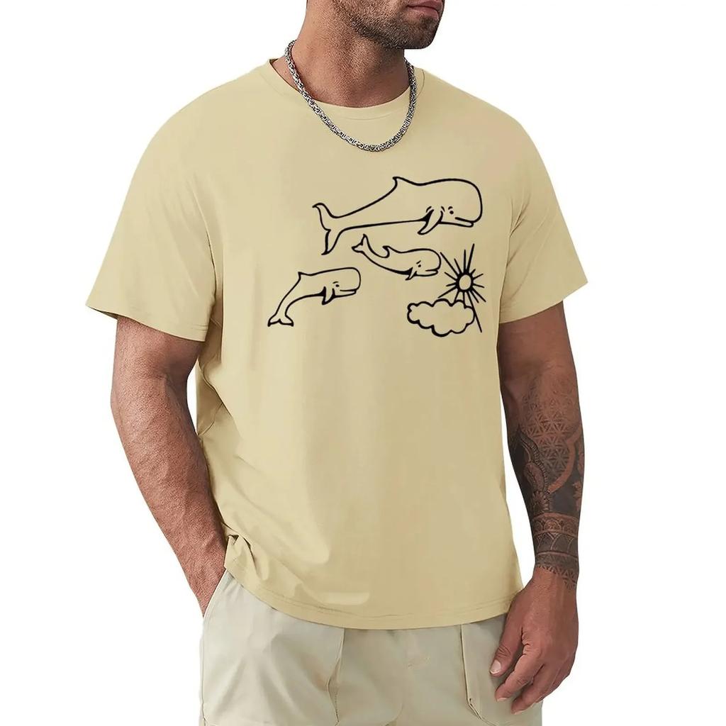 Whale and Sun Tattoo by Robe De Extremoduro T-shirt Retro Clothing Modest Custom Design Their Own Clothing Heavyweight Men