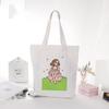 Kawaii Little Girl Print Shopping Canvas Tote Bag Harajuku Aesthetic Reusable Shopper Shoulder Bag Handbag Student Book Bags