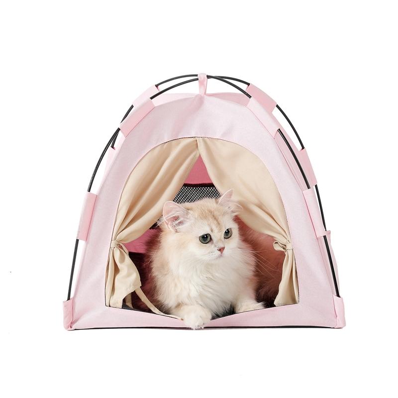 Waterproof Foldable Pet Tent Cat House Warm Cozy Curtain Style Cat Bed Dog Kennel Maternity Shelter Indoor Outdoor Use Durable