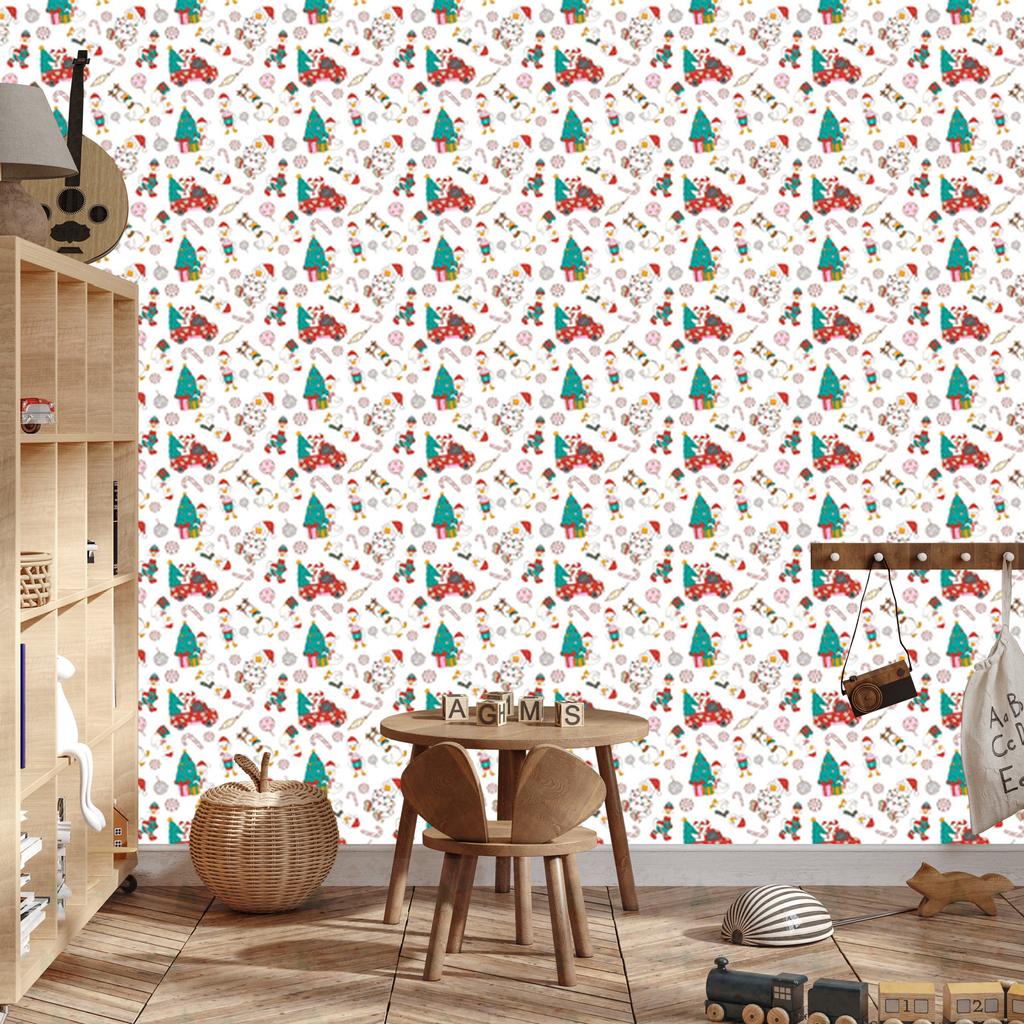 Christmas wallpaper white, light gray and cream 50x1000