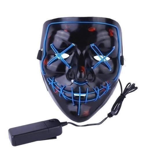 Masque d'Halloween Noël LED Light up Masque de Purge pour Festival Cosplay Costume d'Halloween, Bleu