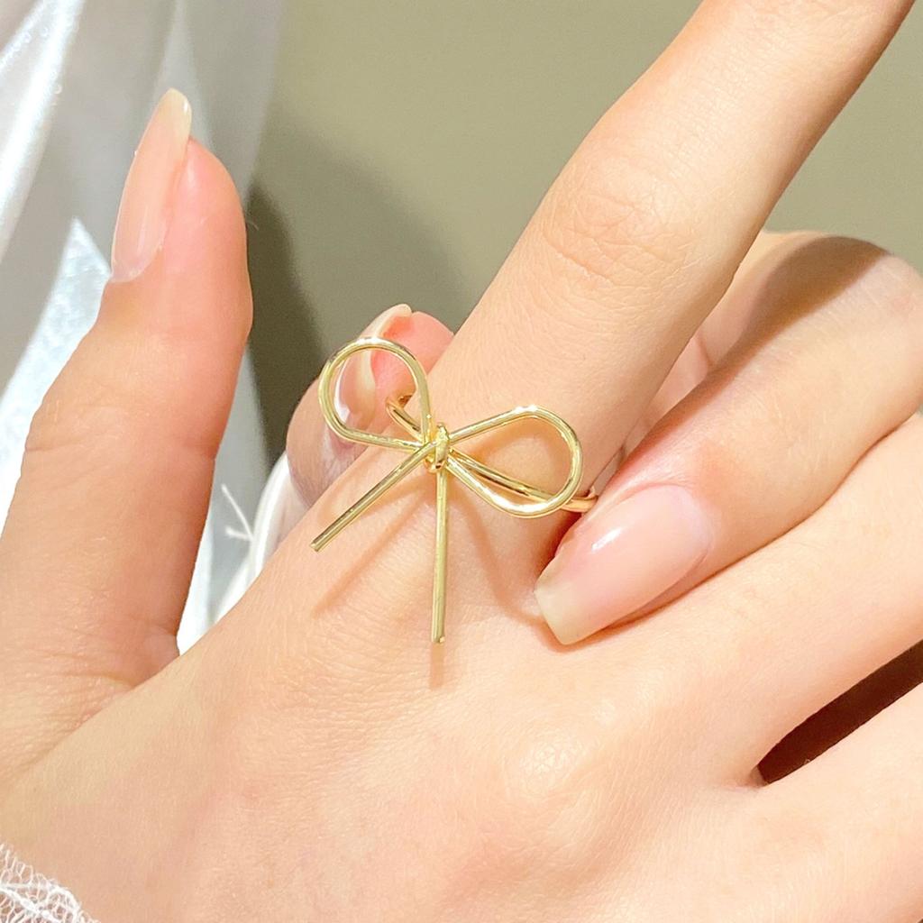 Elegant Bowknot Rings Adjustable Size Rings Bow Finger Rings Decoration Handmade Jewelry Stylish Accessory for Parties