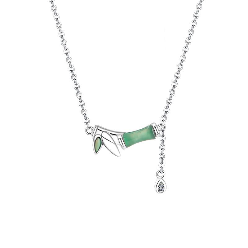 Ожерелье из бамбукового рифмованного колье, женское, легкое, роскошное, нишевого дизайна, с подвеской в виде ключицы и бриллиантами