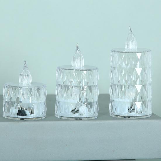 3 шт. хрустальные свечи электронные беспламенные светодиодные настольные лампы для свадебной вечеринки украшения дома