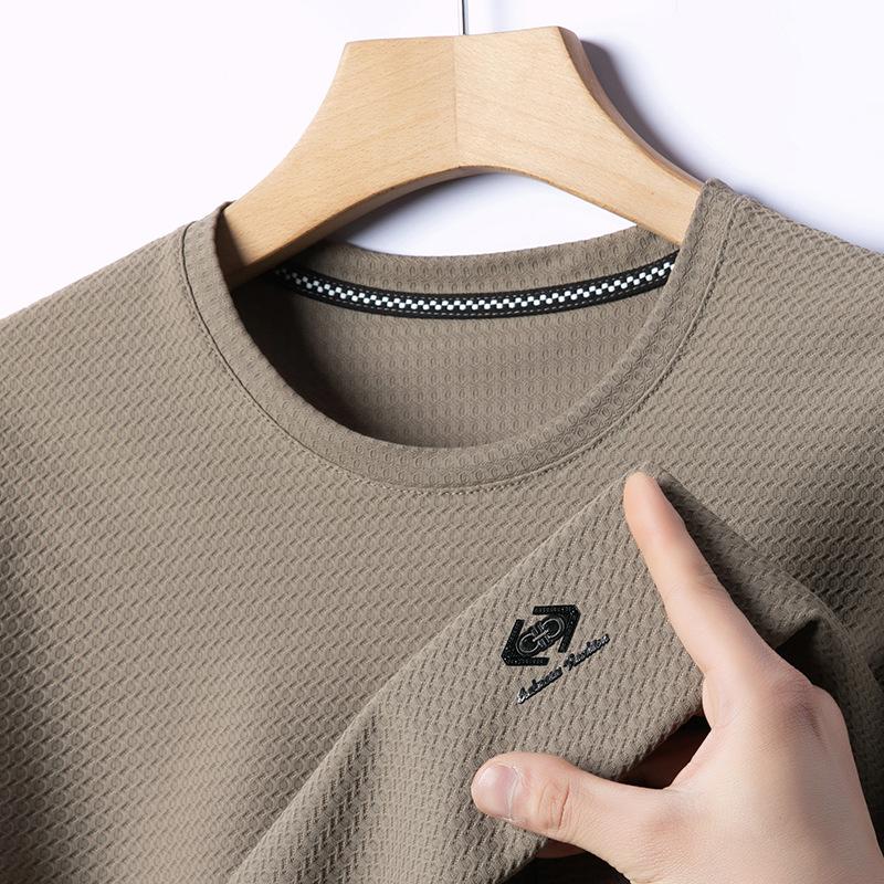 Футболка с круглым вырезом и короткими рукавами, средняя мужская повседневная одежда, тонкая рубашка поло