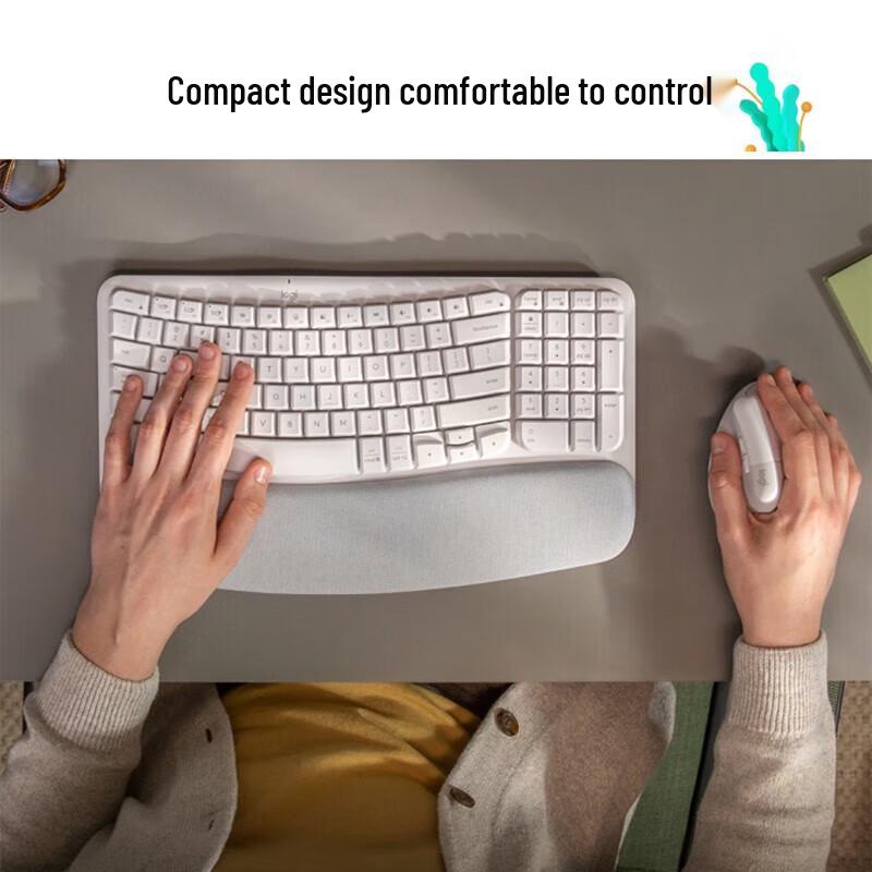 Logitech Эргономичная беспроводная клавиатура Wave Keys и мышь Lift