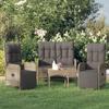 VidaXL 3-piece Garden Dining Set Grey Cushions Wicker, Dining Set, Set of Dining 3185092