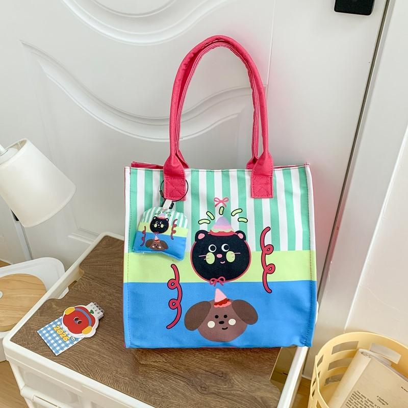 Холщовая сумка для ланча с рисунком кошки-динозавра, легкая, для школы и детского сада