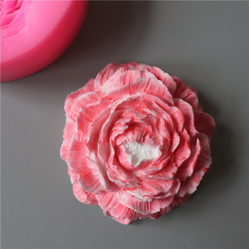 Peony Shape Silicone Fondant Moulds Flower Hand-Making Soap Candle Clay Moulds Cake Baking Decorating Tool Bakewares