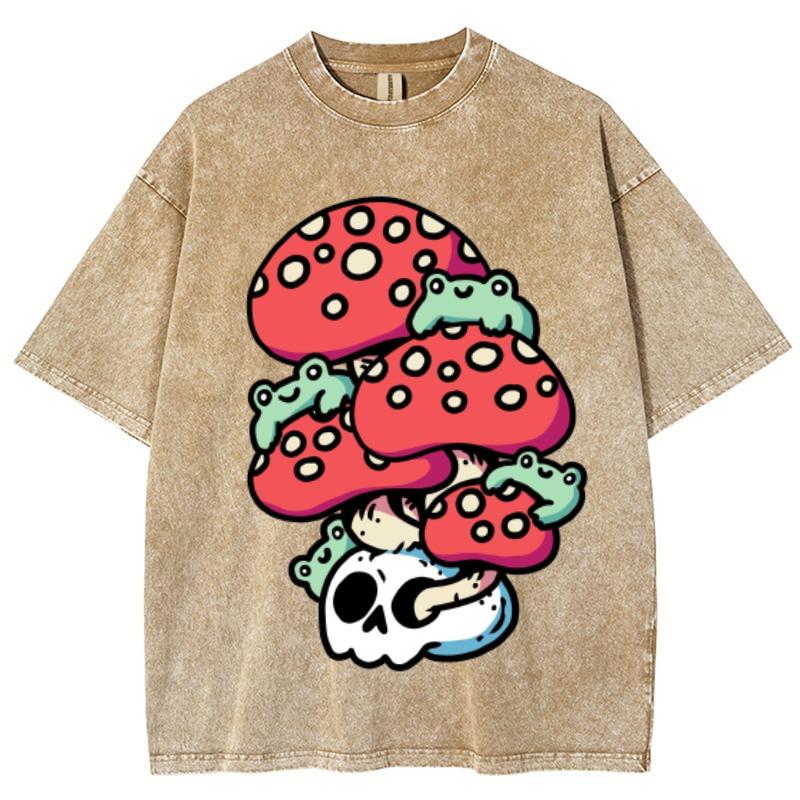 Милая женская футболка с рисунком черепа красного гриба в мультяшном стиле, свободная, большого размера, с коротким рукавом, модный дизайн