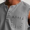 Men Tops Sleeveless Round Neck Buttons Half Placket Solid Color Camisole