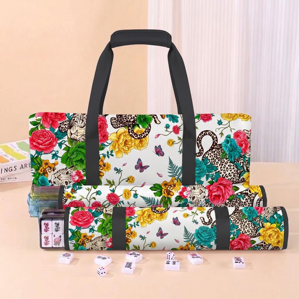 New hot-selling mahjong-patterned Bohemian paisley blue and white porcelain multi-functional large-capacity cosmetic bag