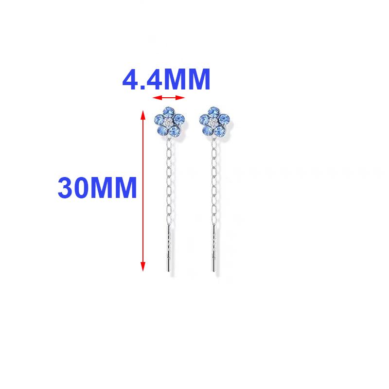 Real 925 Silver Zircon Mini Flowers Short Tassel Stud Earrings For Women Cute Fine Jewelry Light Accessories