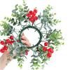 25cm Candle Holder Wreath Red Fruit Eucalyptus Leaves Wreath Candlestick Wreath  Christmas