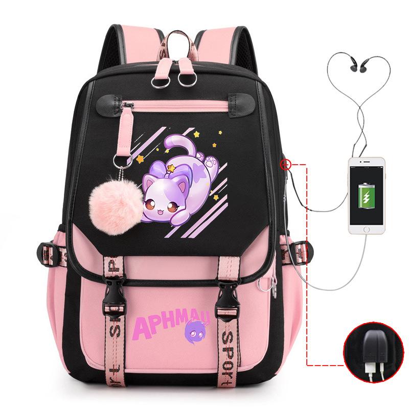 Harajuku Simple and Versatile Aphmau Junior High School Student School Bag Female Lightweight Large Capacity Middle School Student Backpack