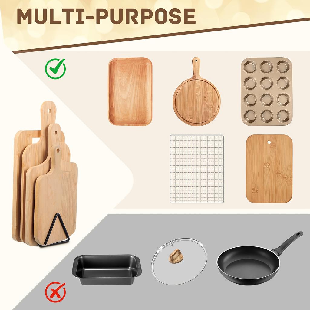 Металлическая подставка для хранения разделочных досок с 4 слотами, разделенный органайзер для кухонной столешницы, держатель для экономии места