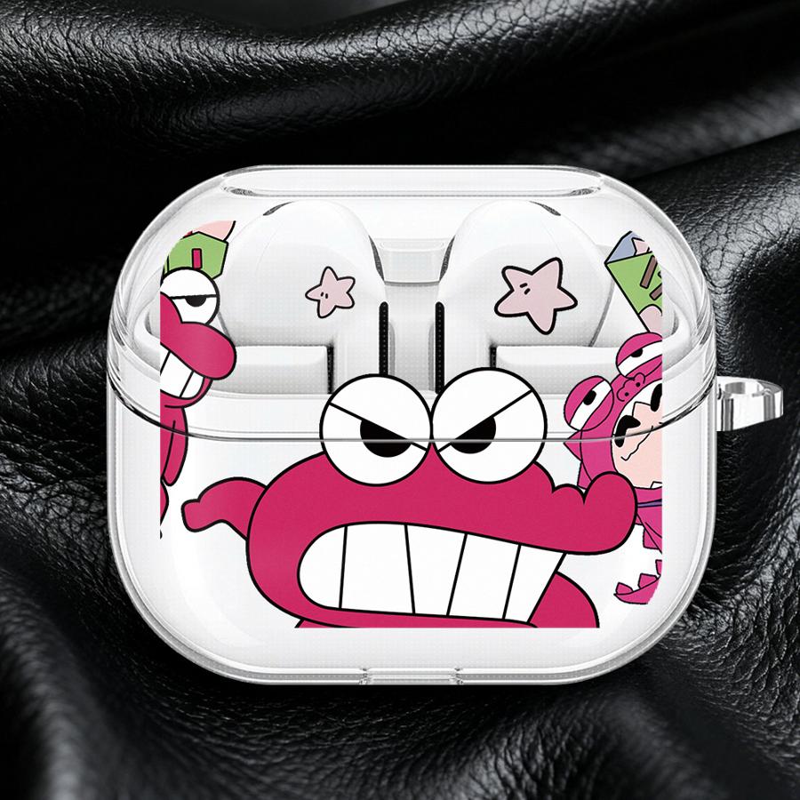 Crayon ShinChan Cartoon Clear Earphone Cases Cover With Hook Case For Samsung Galaxy Buds 4Pro 2 3 FE Live 4 Pro 2Pro 3Pro