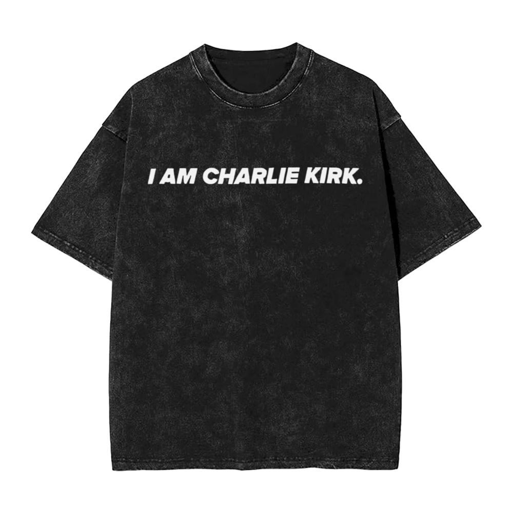 Мужские футболки 'You Cant Silence Us All I Am Charlie Kirk Washed' Летние с коротким рукавом, с круглым вырезом, Хип-хоп, Повседневные, Летние