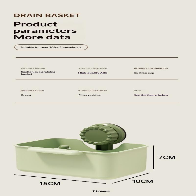 Sink Drain Strainer Basket Sink Washing Basin Anti Leak Filter Basin Suction Cup Rack One Click Press Type Grid Drain Storage