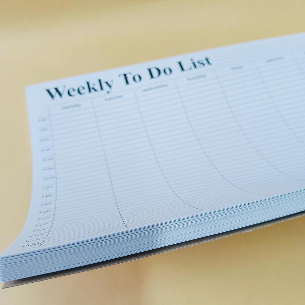 Weekly To Do List notepad, Hourly Schedule, Monday-Sunday, 6am-10pm,Task Planner & Activity Log Notepad – 8.5 x 11” Undated Daily & Hourly