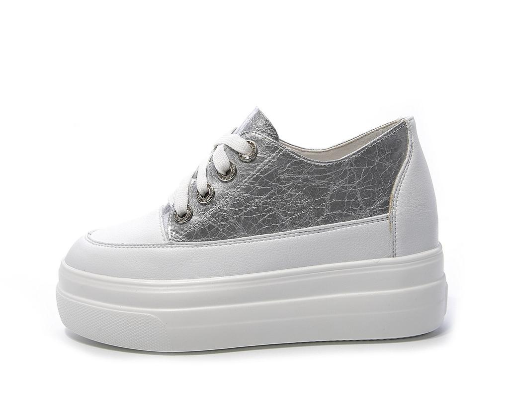 Fujin 8cm New Genuine Leather Platform Spring Autumn Chunky Sneaker Casual Hidden Women Vulcanize Comfy Summer Mixed Color Shoes