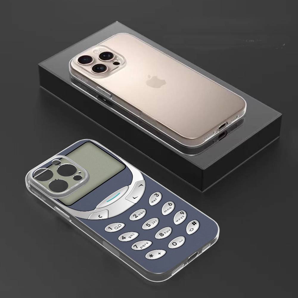 V-Винтажный Старый телефон Чехол для телефона Для iPhone17,16,15,14,13,12,11 Plus,Pro Max Мягкий прозрачный чехол